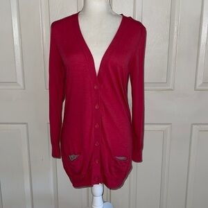 Boden Red Wool Button Down Cardigan